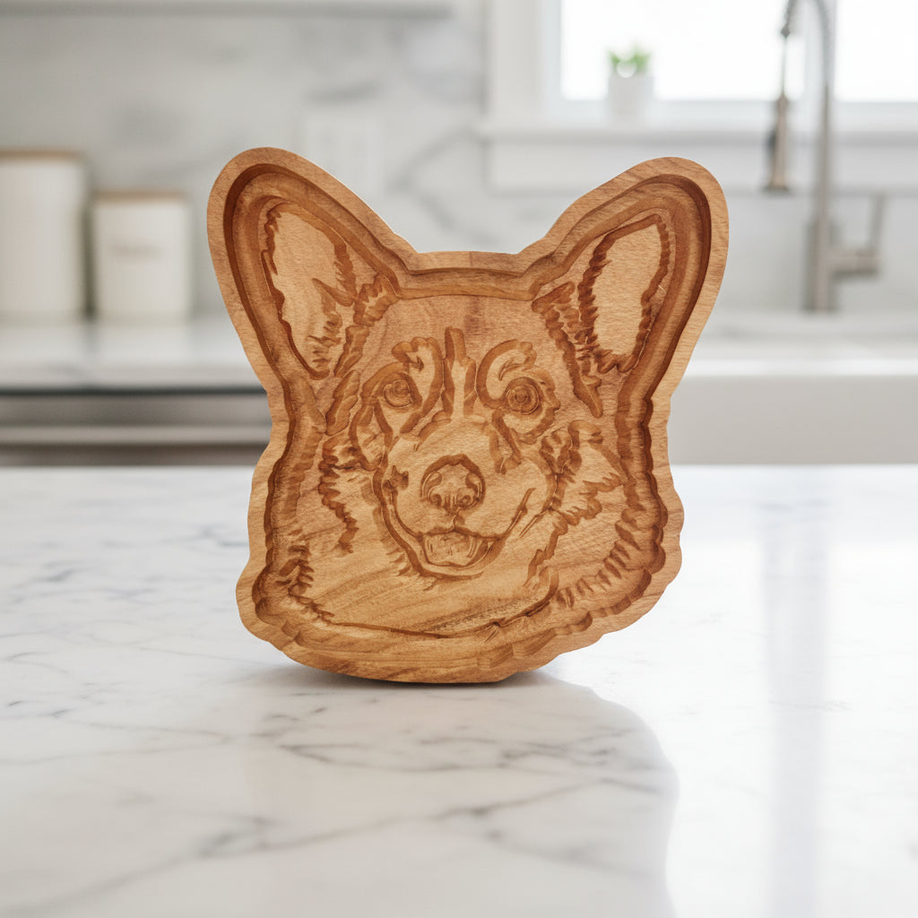 Corgi Catch=All tray Cherry wood