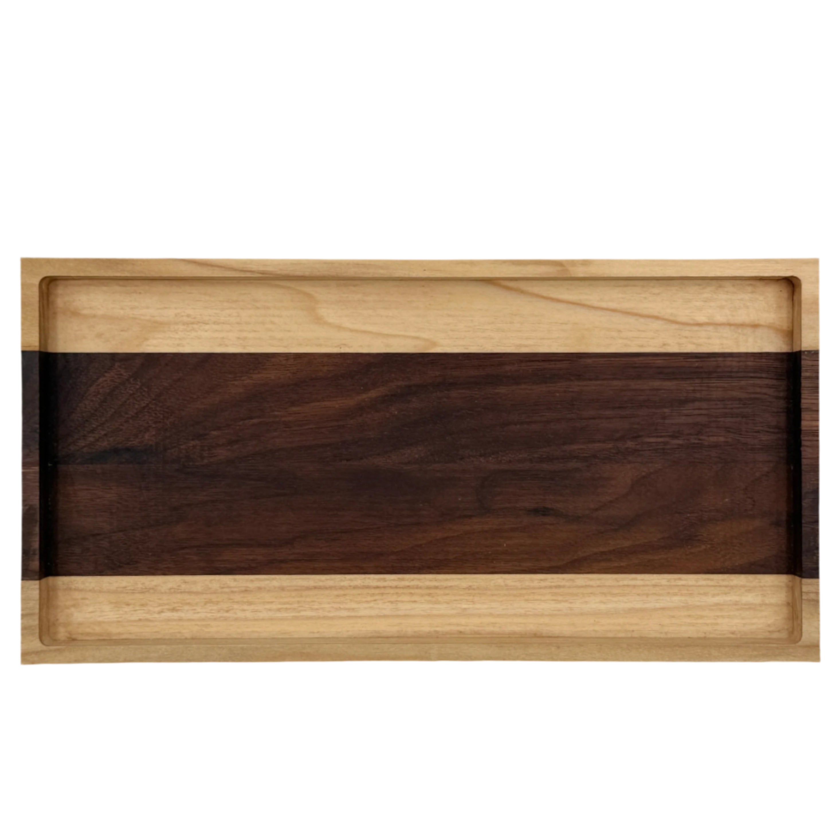 Wooden catch-all tray made from Balck Walnut and Maple.