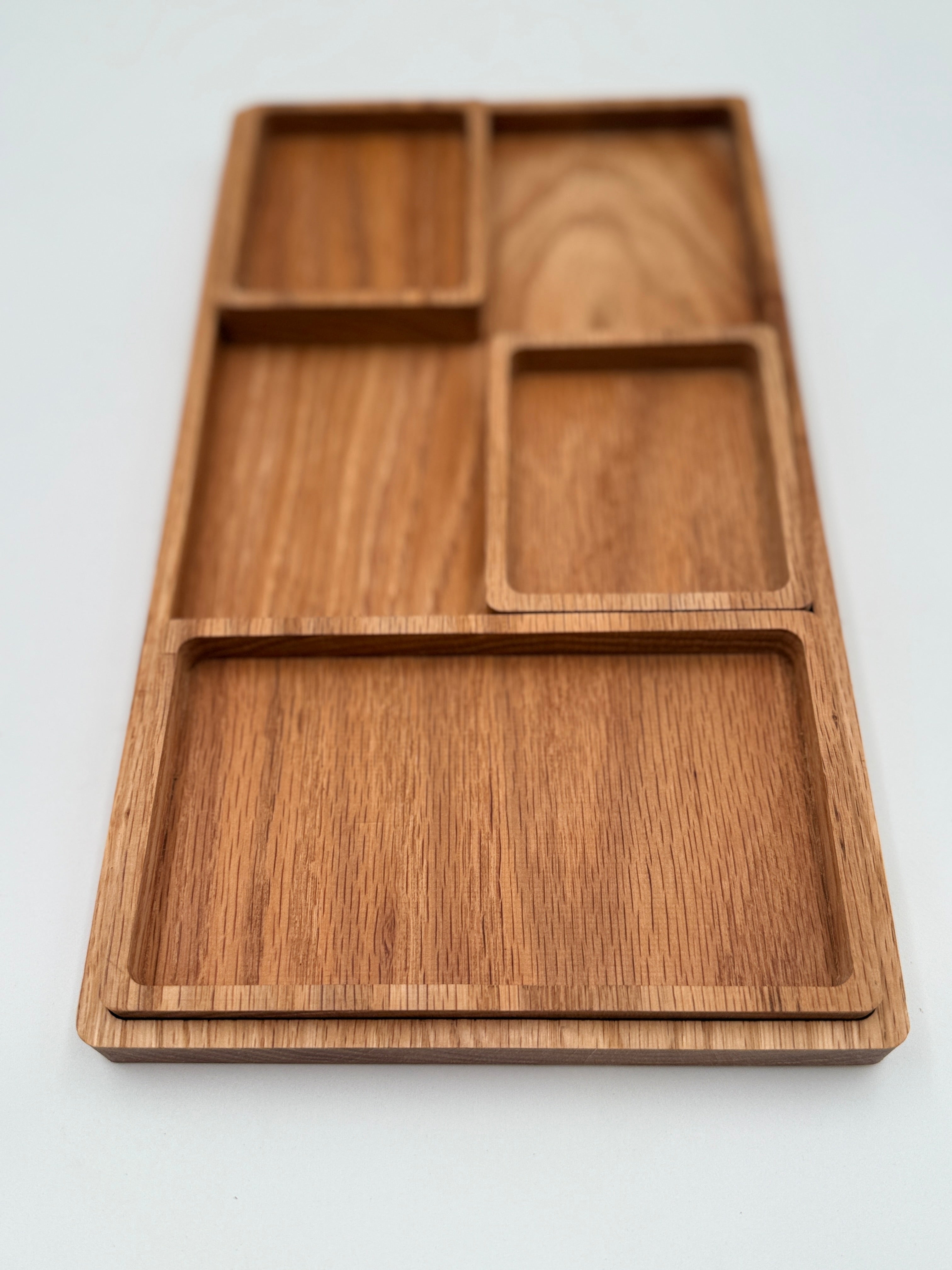 Multiple Tray Desk Organization: White Oak - NW Timber Studio