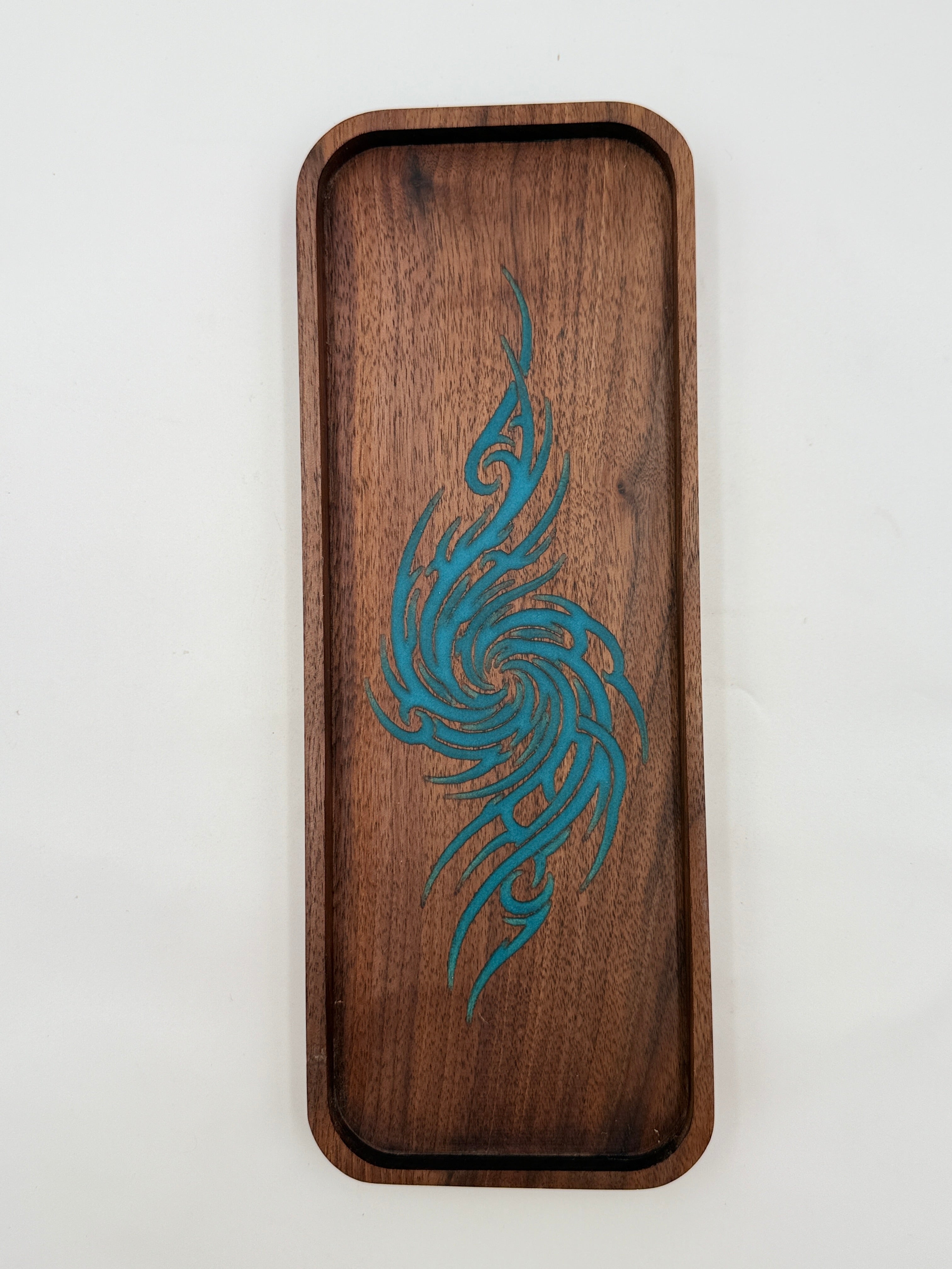 Black Walnut & Turquoise Resin Catch-All Tray