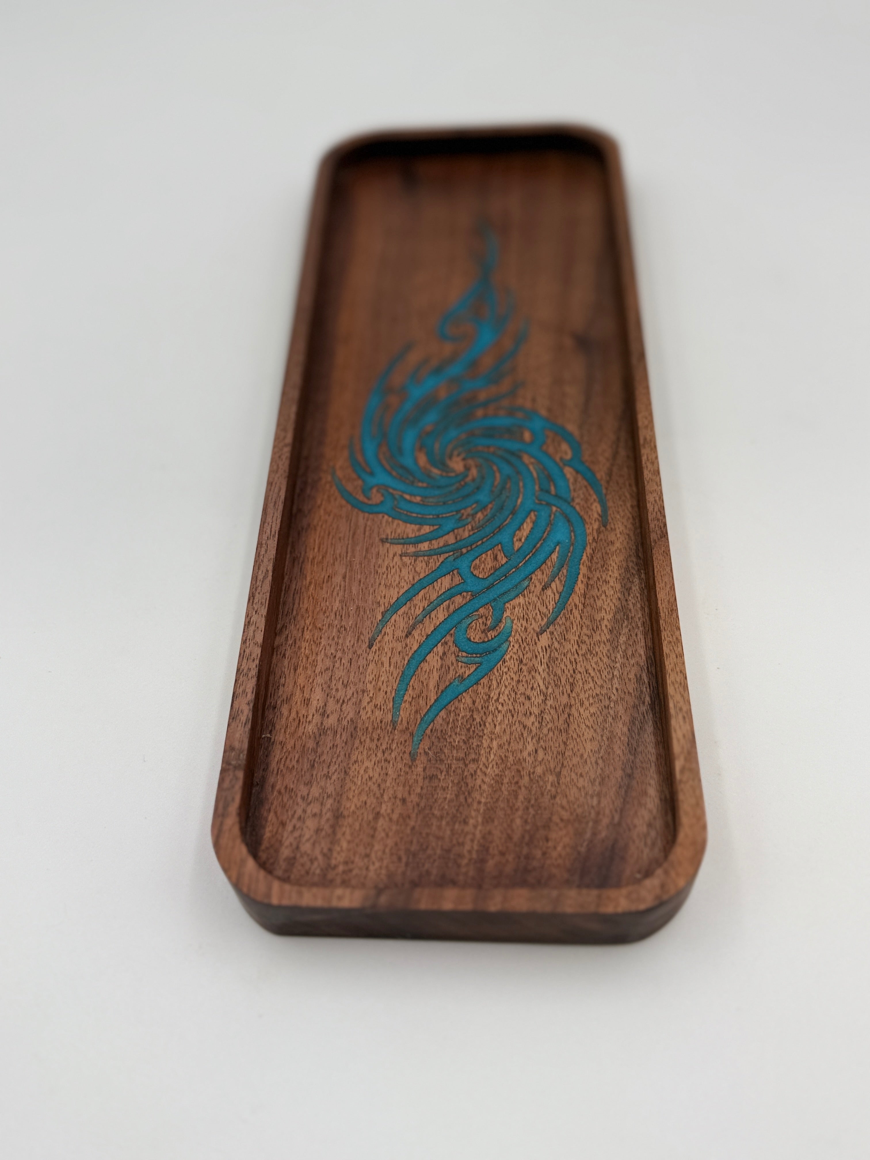 Black Walnut & Turquoise Resin Catch-All Tray