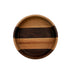 Wooden tray with striped design on a white background