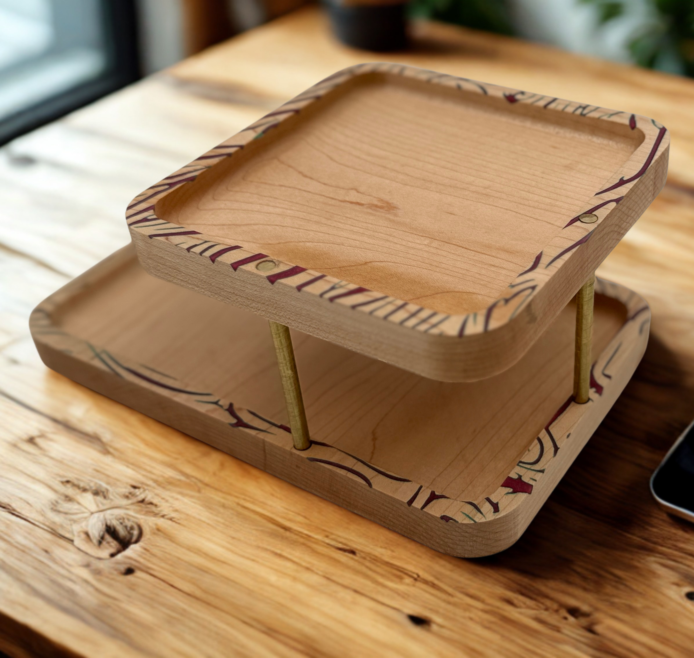 Premium Birch Wood Tiered Organizer
