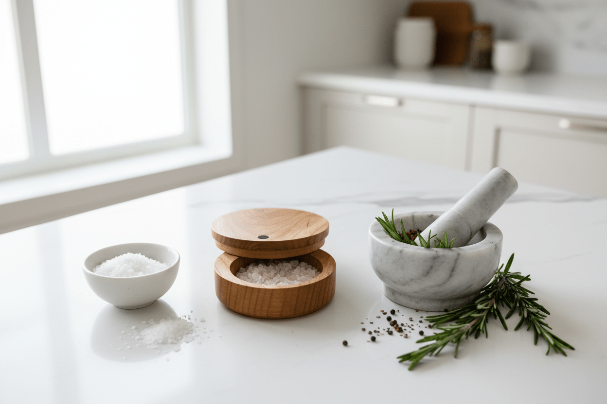 Cherry Wood Salt Holder with Black Walnut Pin - NW Timber Studio