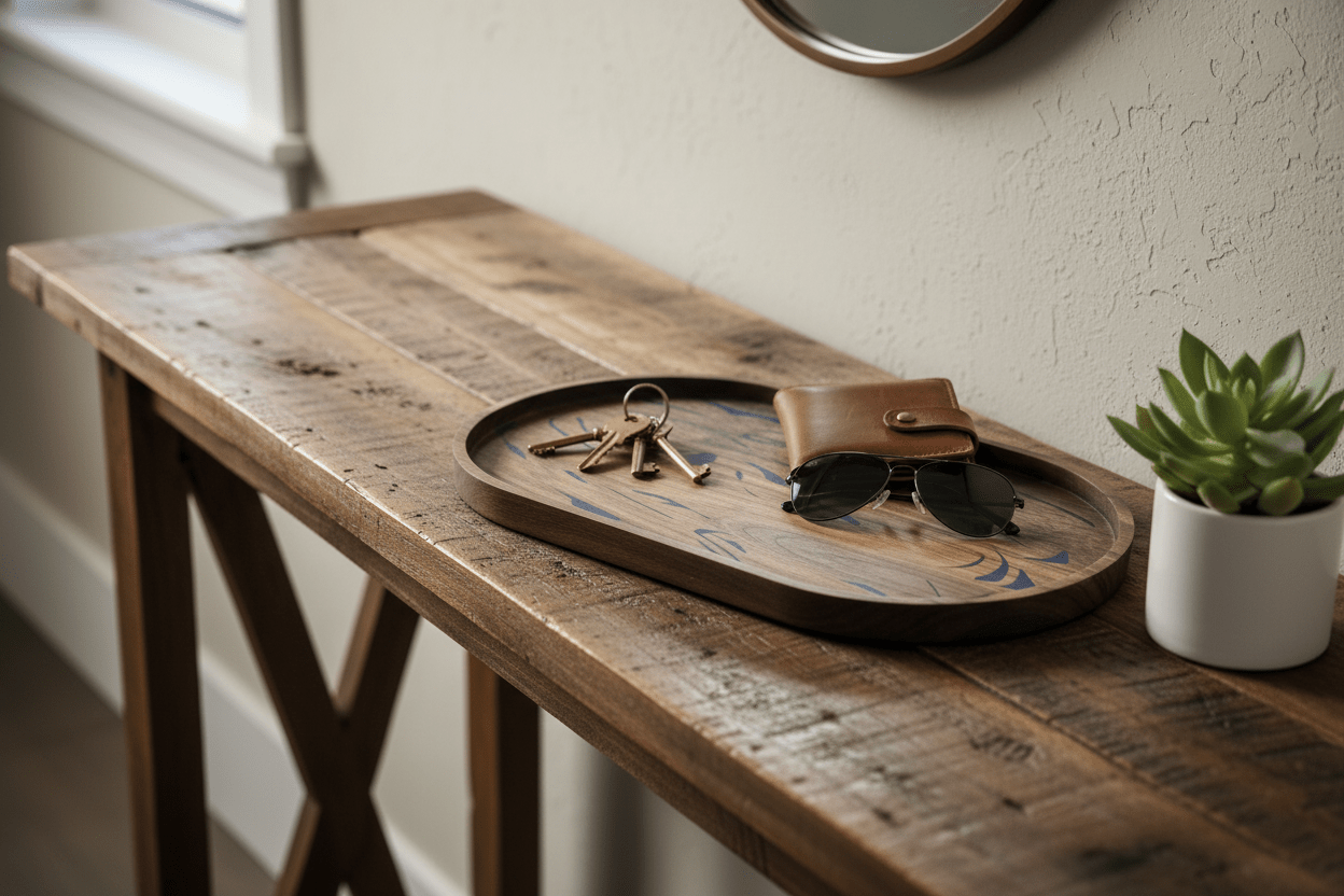 Black Walnut & Blue Resin Catch - All Tray - NW Timber Studio