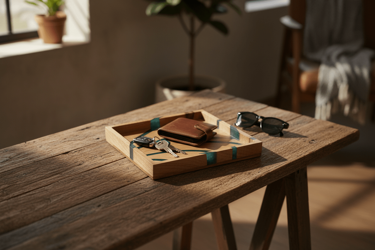 Maple & Green Resin Catch - All Tray - NW Timber Studio