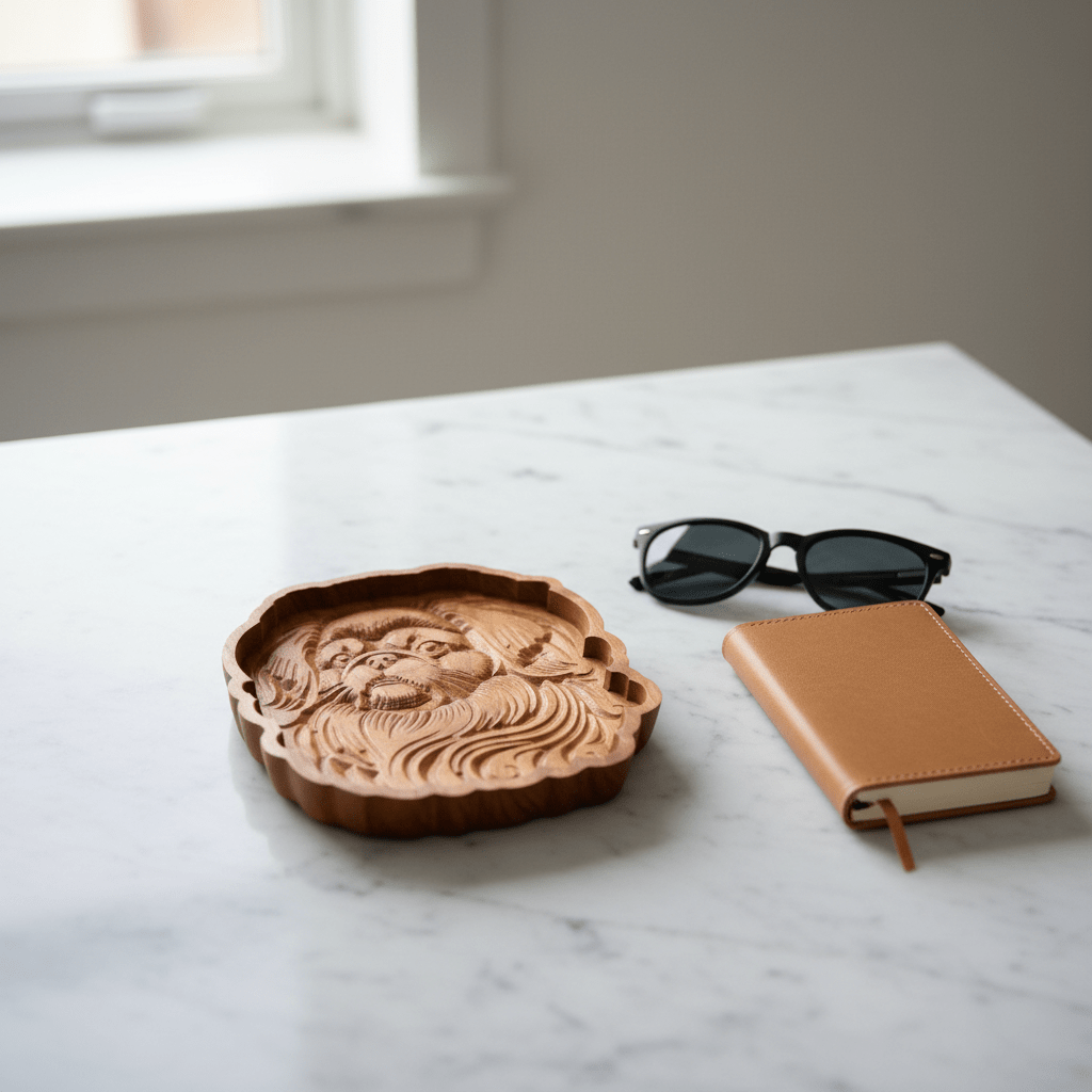 Pekingese Catch-All Tray – Cherry Wood - NW Timber Studio