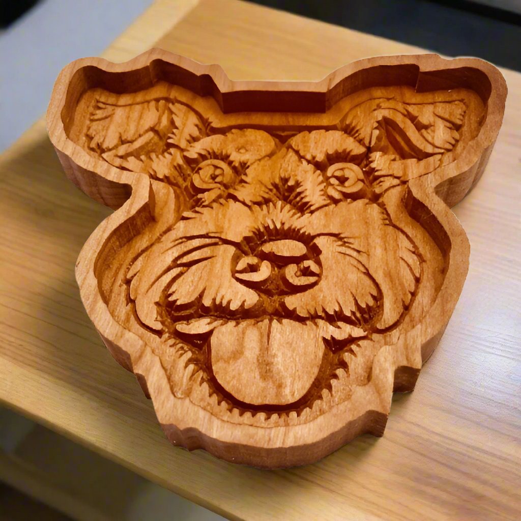 schnauzer wooden catch all tray