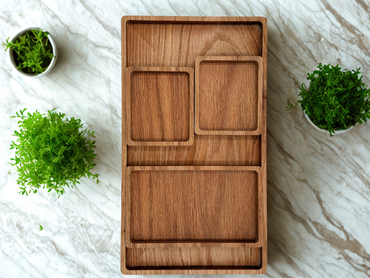 Multiple Tray Desk Organization: White Oak - NW Timber Studio