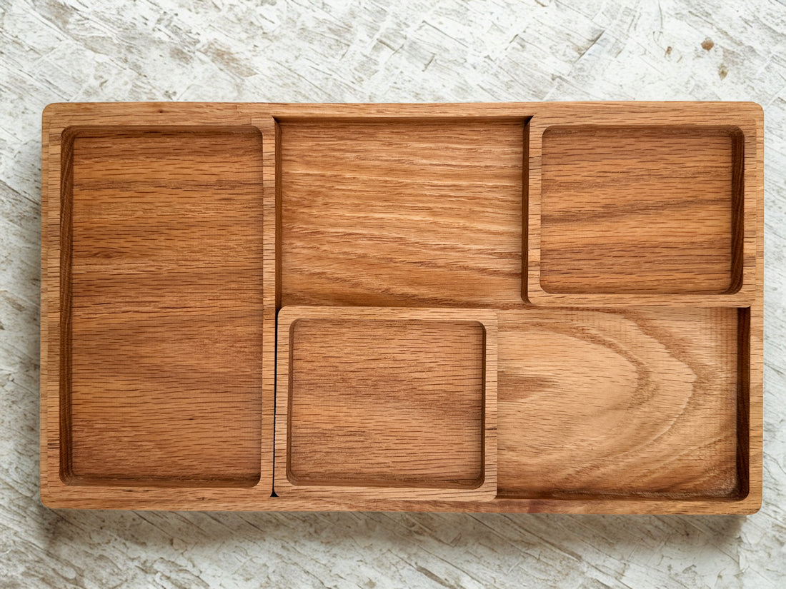 Multiple Tray Desk Organization: White Oak