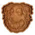 A hand-carved wooden dog head tray or bowl with detailed wood grain and a scalloped edge, shown on a plain white background.