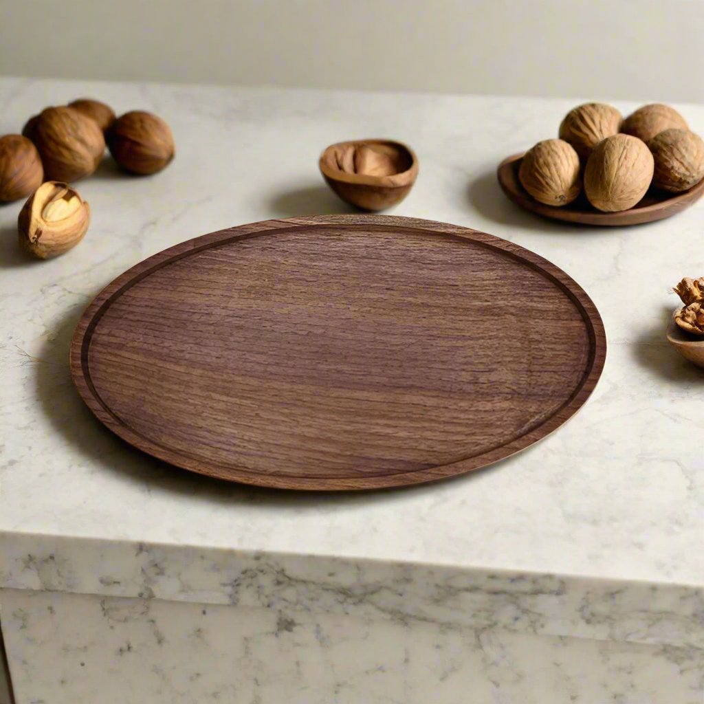 Black walnut oval Everything Tray.