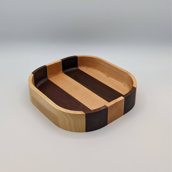 Black walnut and poplar striped bowl