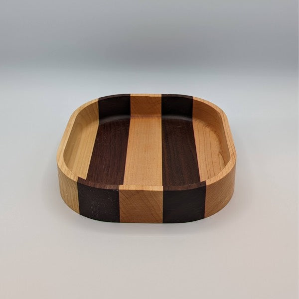 Black walnut and poplar striped bowl