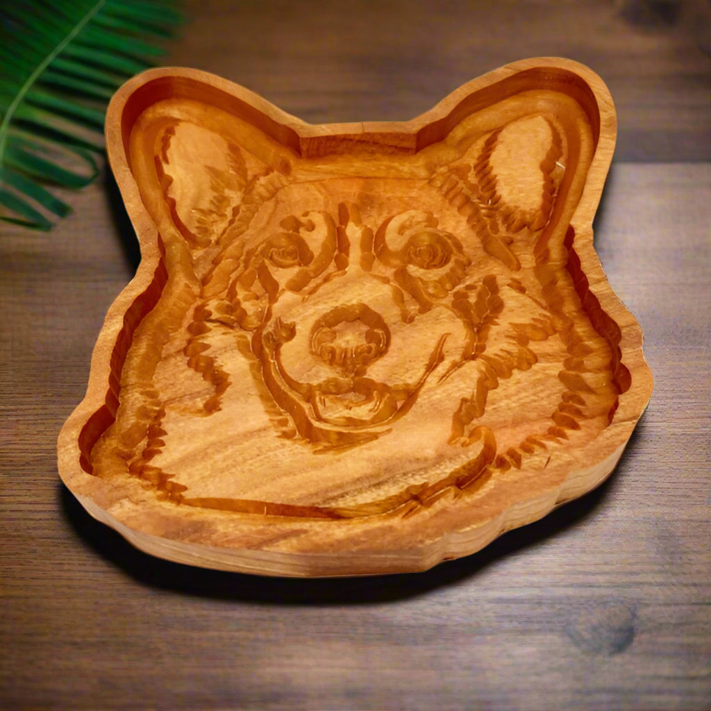 Corgi Catch-All tray Cherry wood