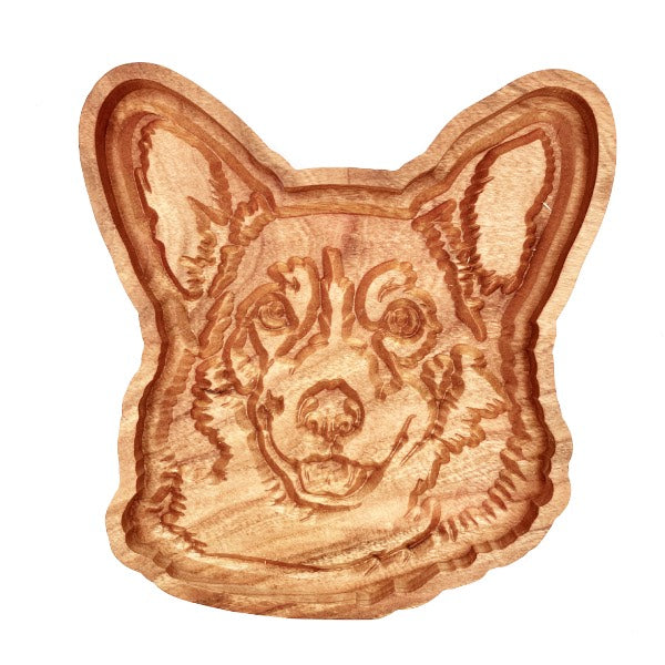 Corgi Catch=All tray Cherry wood