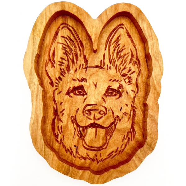 German Shepard Catch-All tray Cherry wood
