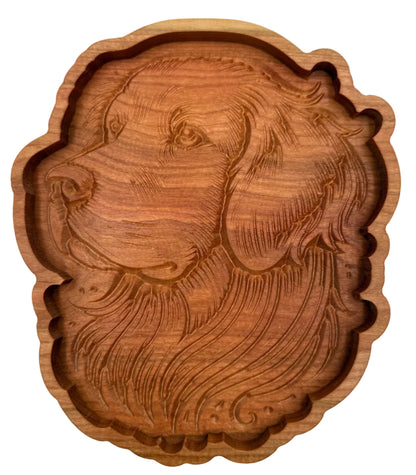 Solid Cherry Wood Golden Retriever Catch-All Tray – Version 2 - NW Timber Studio