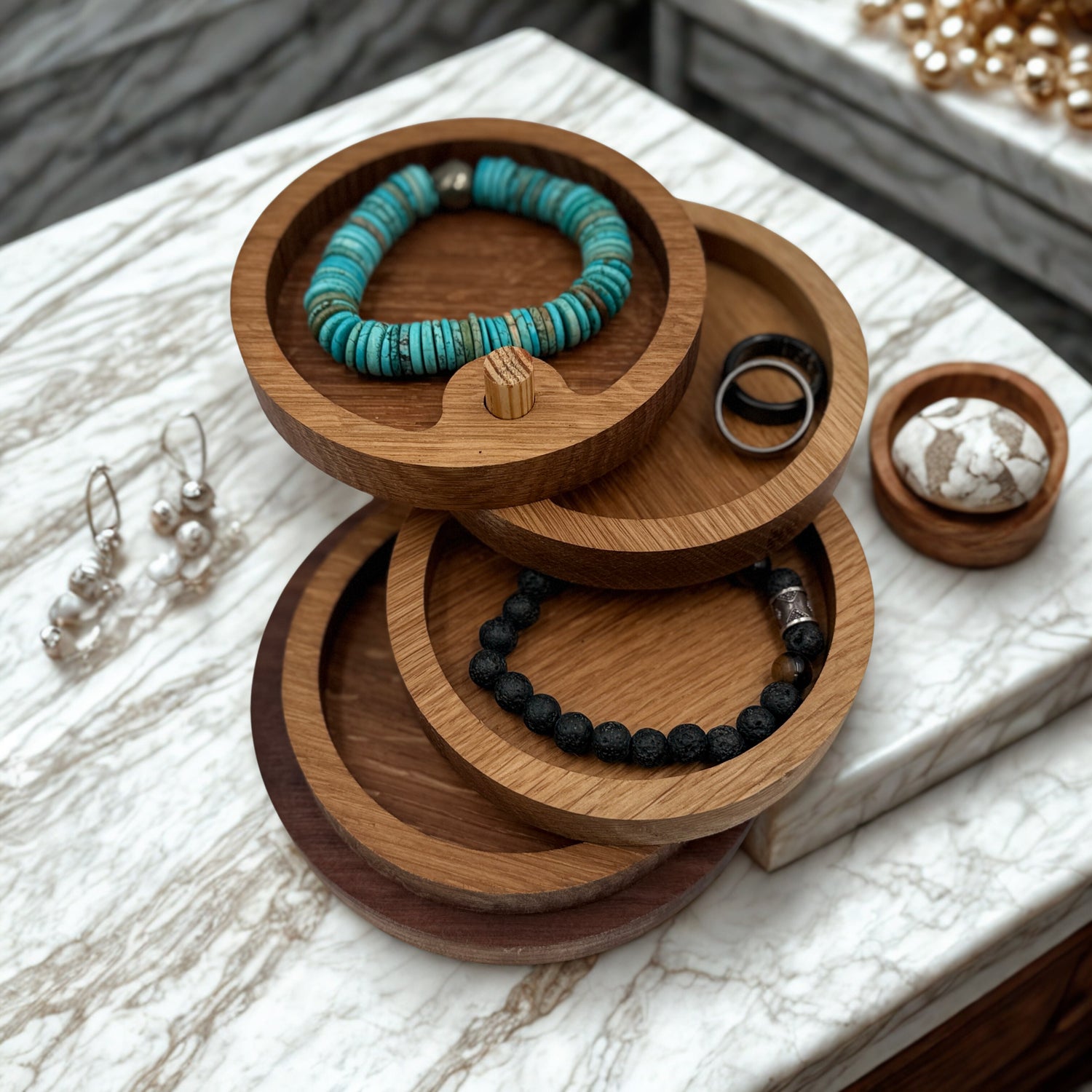 Stacking Wooden Jewelry Organizer