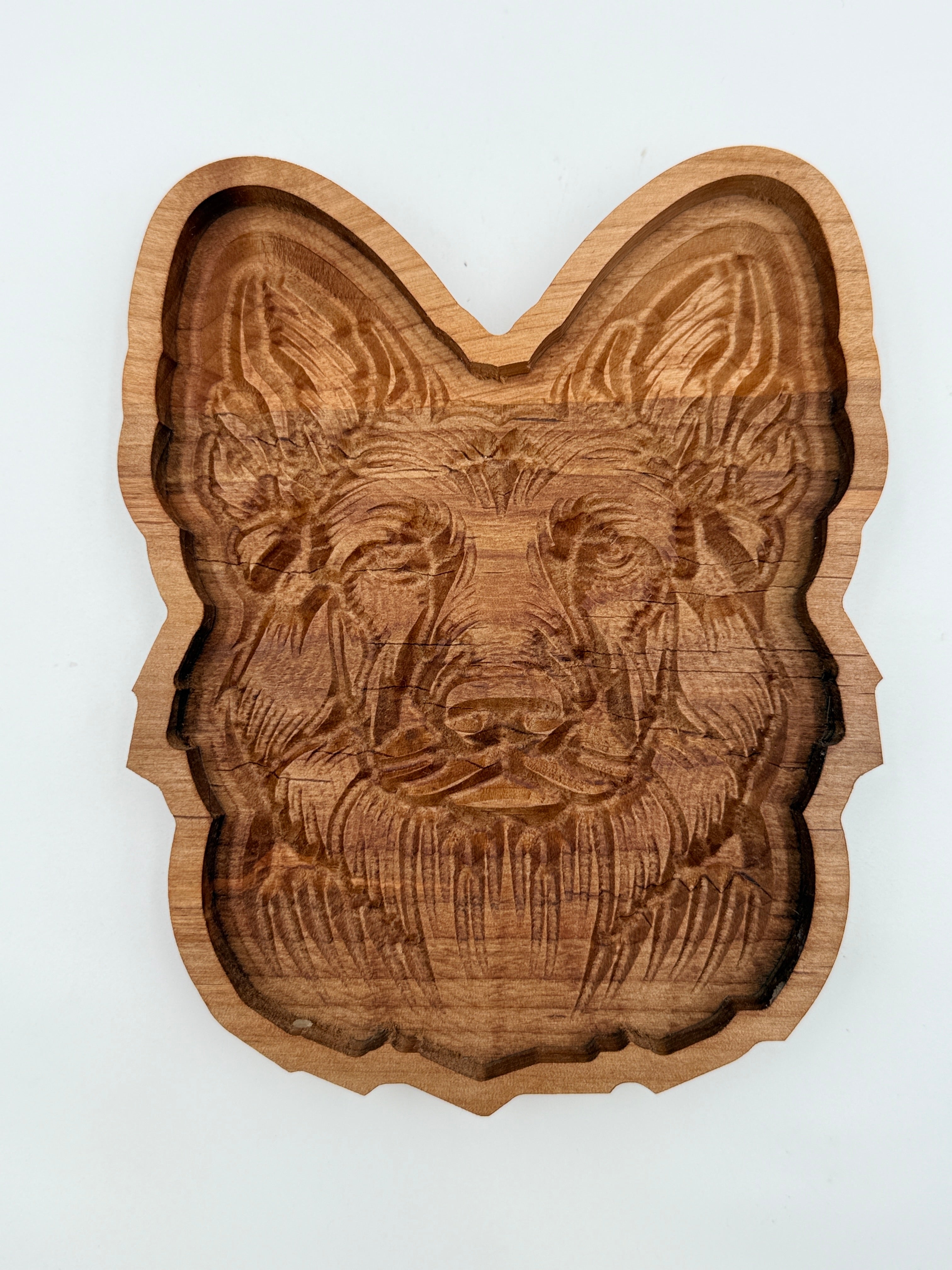 German Shepherd Catch-All Tray | Solid Cherry Wood