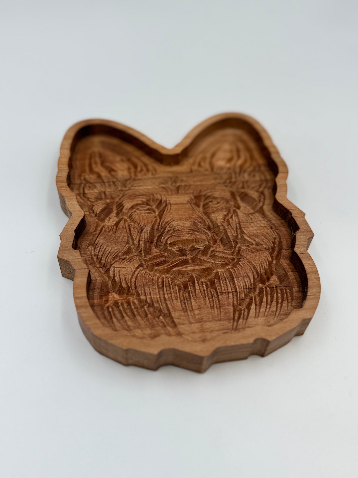 German Shepherd Catch-All Tray | Solid Cherry Wood