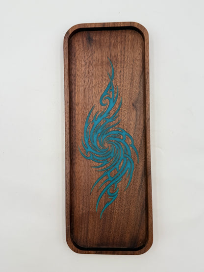 Black Walnut &amp; Turquoise Resin Catch-All Tray