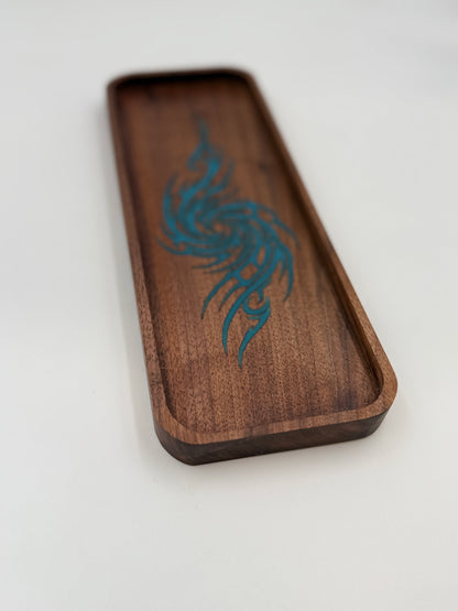 Black Walnut &amp; Turquoise Resin Catch-All Tray