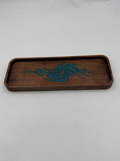 Black Walnut &amp; Turquoise Resin Catch-All Tray