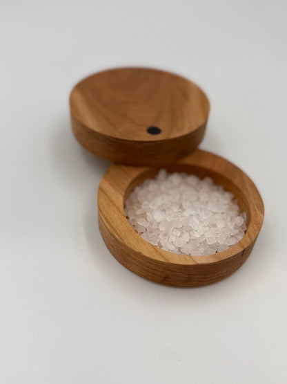 Cherry Wood Salt Holder with Black Walnut Pin