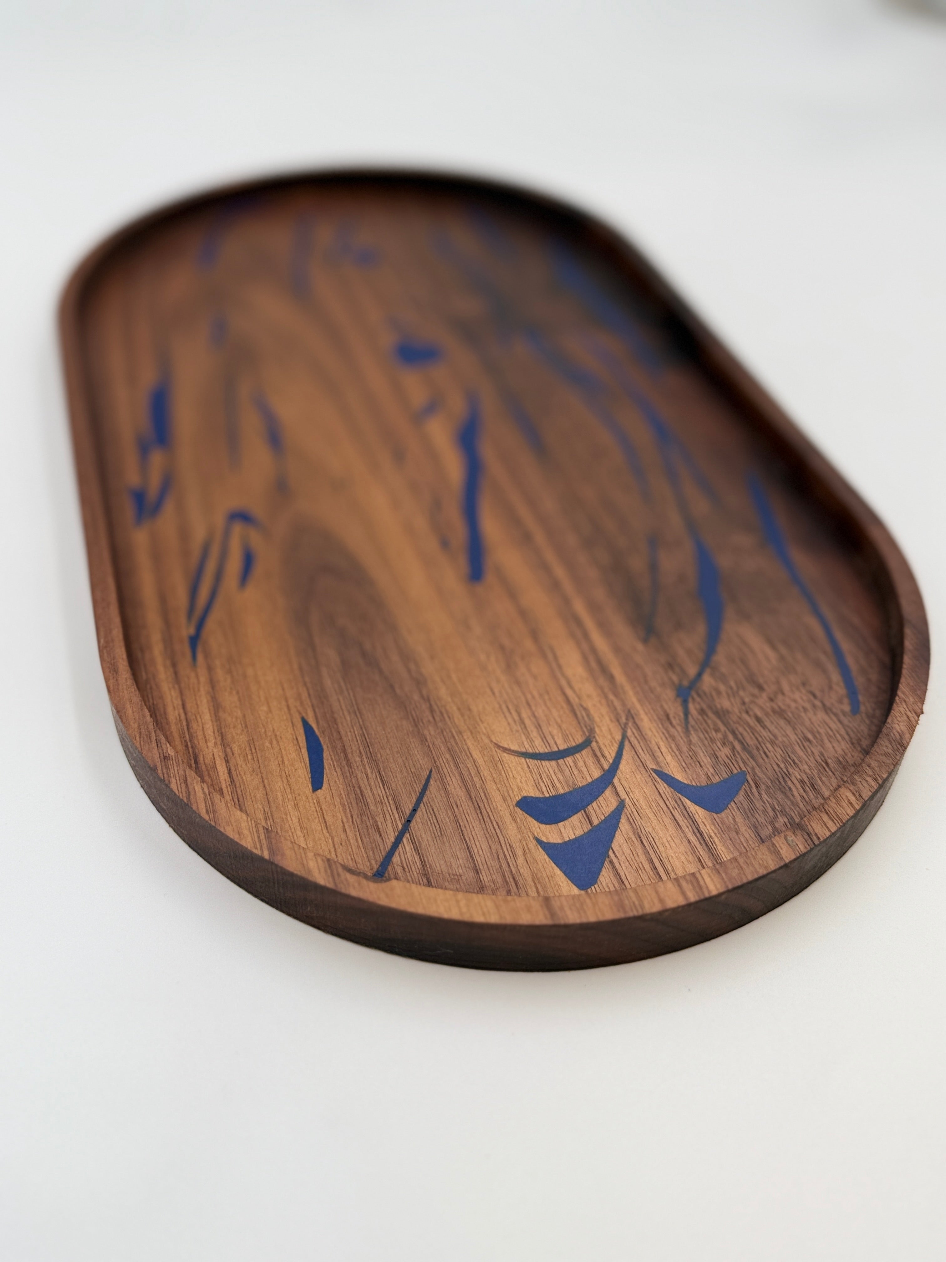 Black Walnut &amp; Blue Resin Catch-All Tray