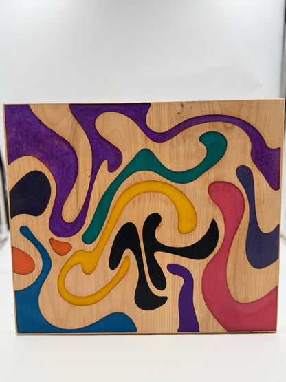 Rainbow Groovy — Maple &amp; Multi - Color Resin Wall Art - NW Timber Studio
