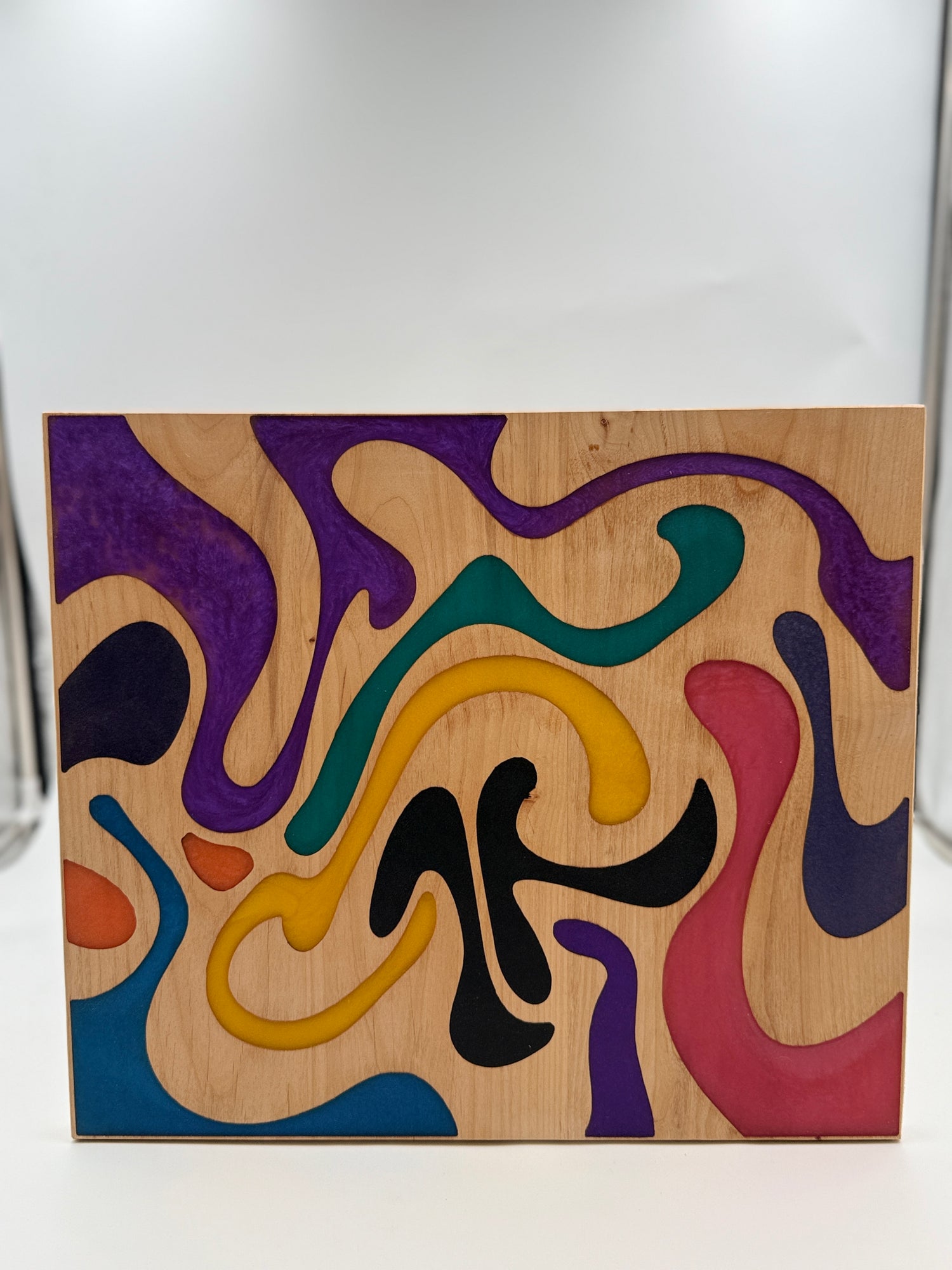 Rainbow Groovy — Maple &amp; Multi - Color Resin Wall Art - NW Timber Studio