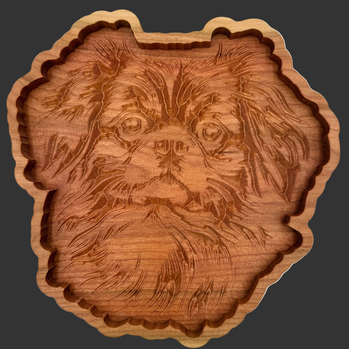 Solid Cherry Wood Pekingese Catch-All Tray – Version 2 - NW Timber Studio