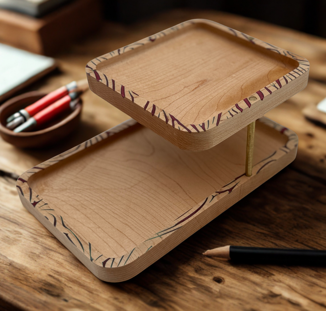 Premium Birch Wood Tiered Organizer