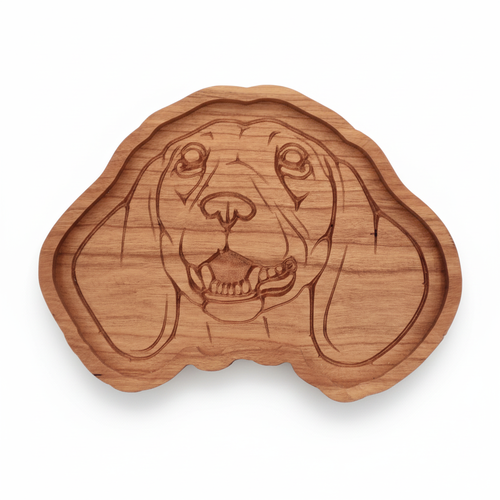 Cherrywood Dachshund catch-all tray on white background