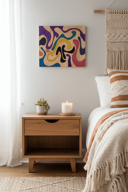 Rainbow Groovy — Maple &amp; Multi - Color Resin Wall Art - NW Timber Studio