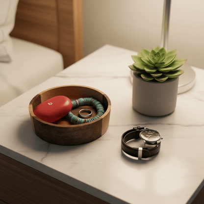 Small Round Walnut and Oak bowl - NW Timber Studio