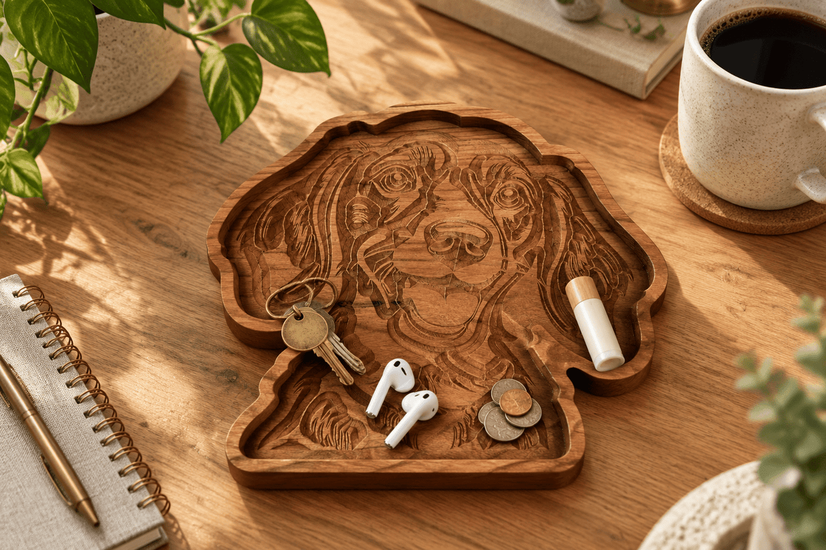 Solid Cherry Wood Dachshund Catch-All Tray - NW Timber Studio