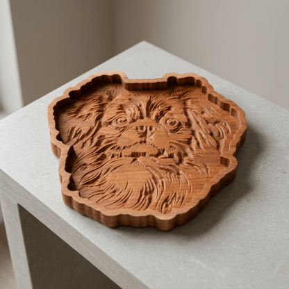 Solid Cherry Wood Pekingese Catch-All Tray – Version 2 - NW Timber Studio