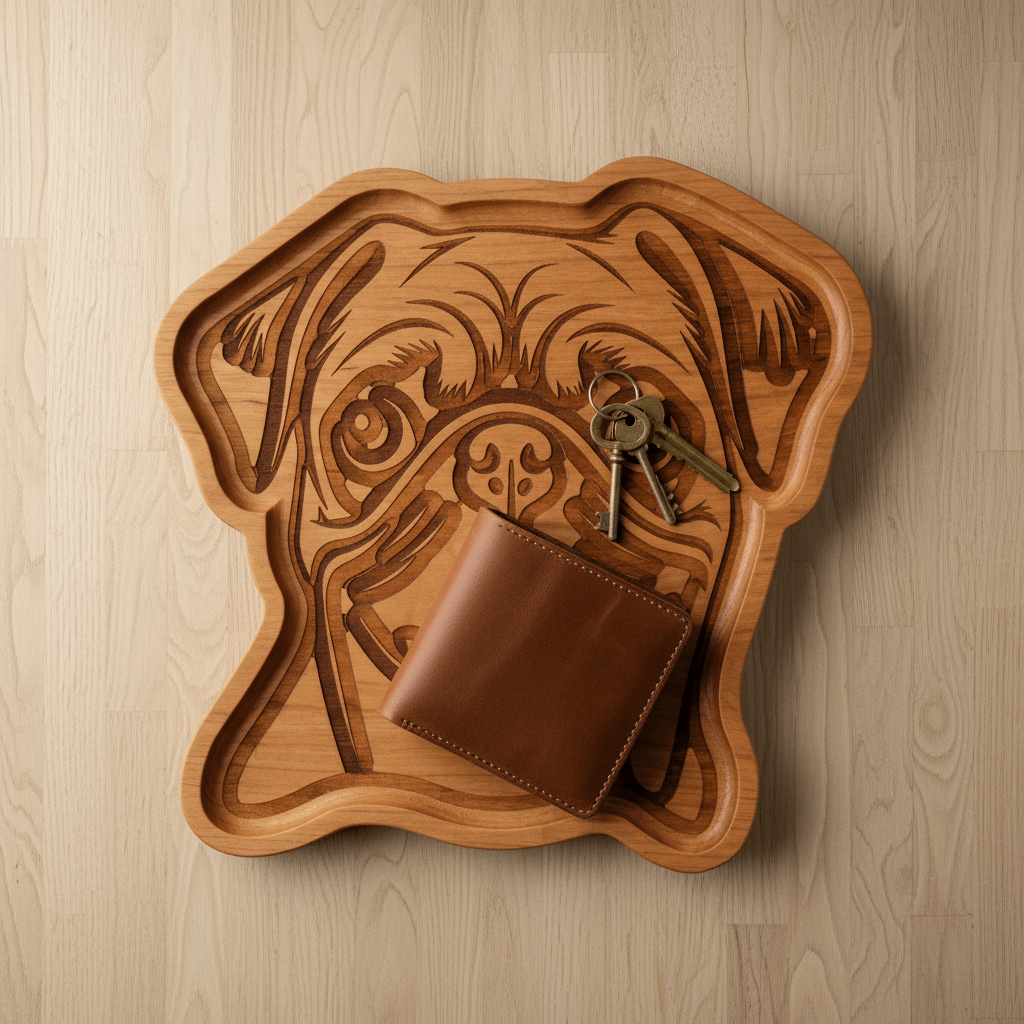 Pug Catch-All Tray — Tongue Out - NW Timber Studio