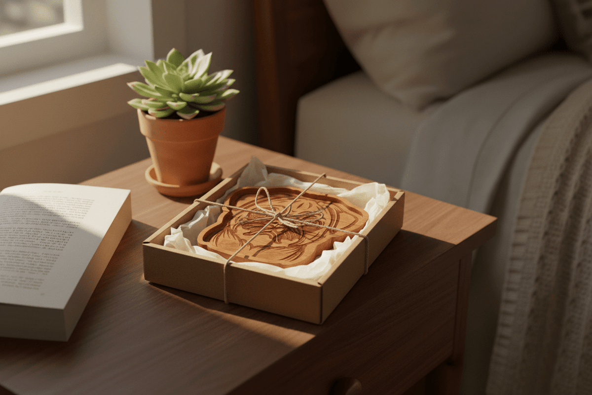 Pug Catch-All Tray solid cherry wood - NW Timber Studio