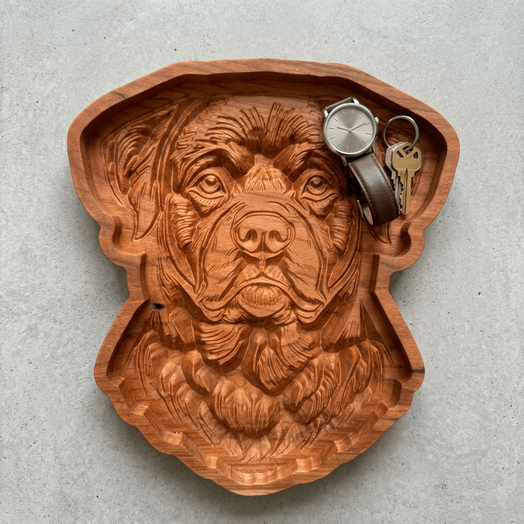 Rottweiler Catch-All Tray Cherry Wood - NW Timber Studio