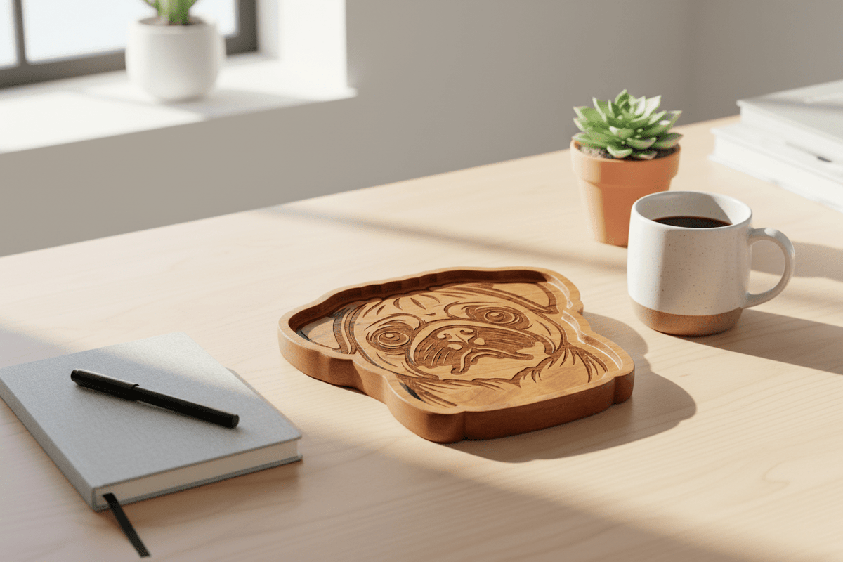Pug Catch-All Tray solid cherry wood - NW Timber Studio